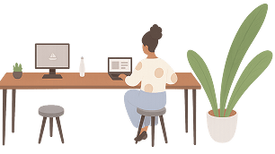 テレワークで働くイラスト